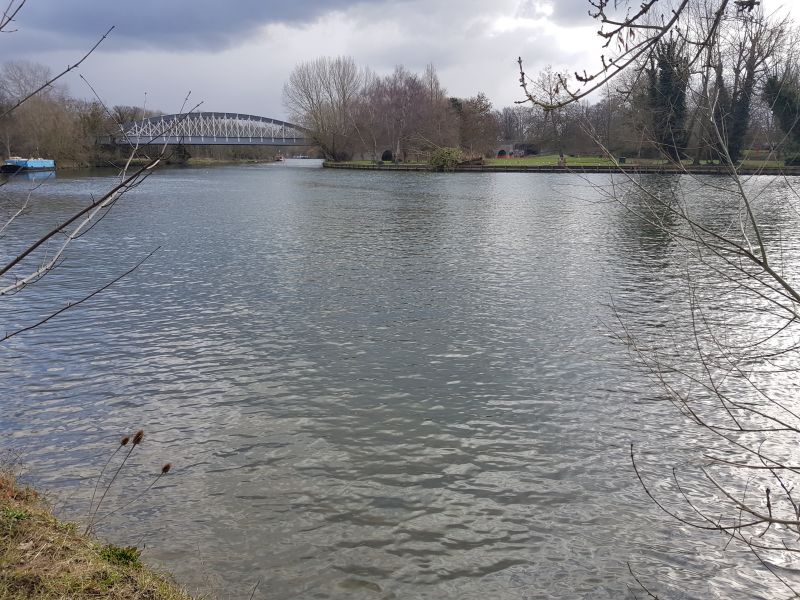 River Thames at Windsor with view of railway bridge